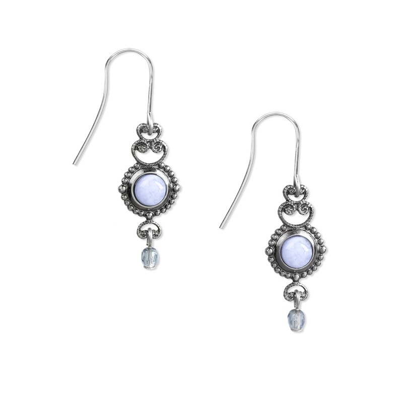 Silver Forest Earrings Silver Blue Agate Filigree