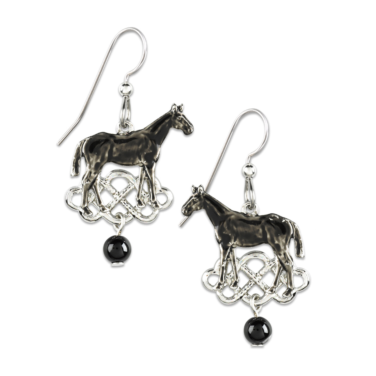 Silver Forest Silvertone Horse Dangle Earrings 