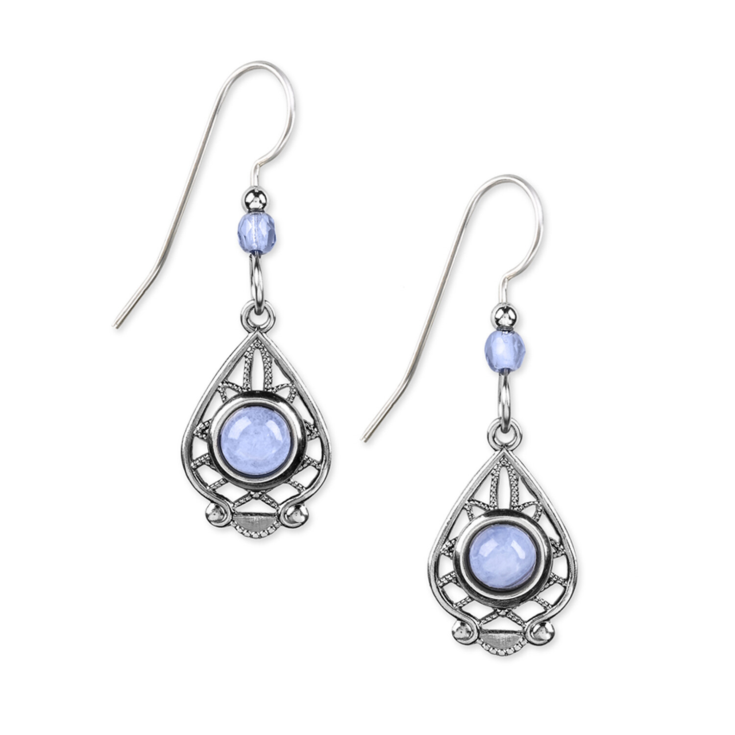 Silver Forest Earrings Silver Blue Agate Drop