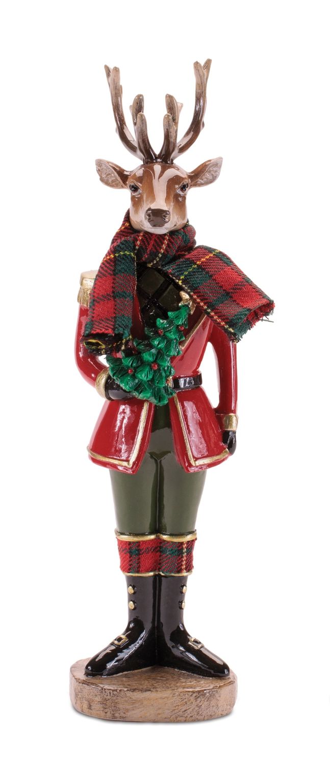 Deer Soldier with Tree 10.75”H Resin/Fabric