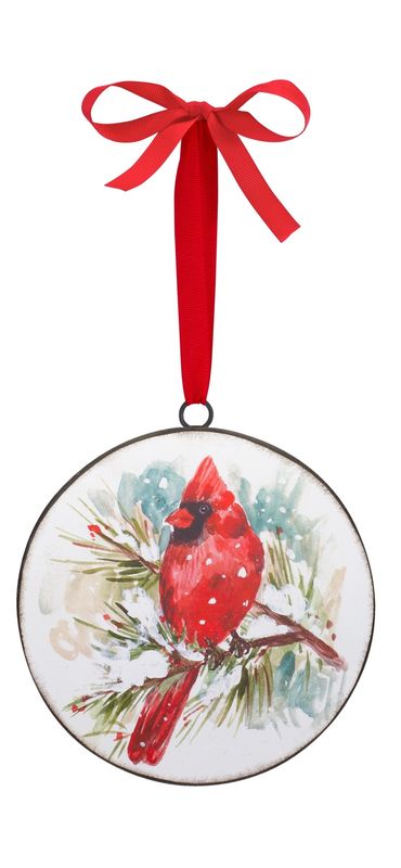 Cardinal and Pine Ornament Looking Left