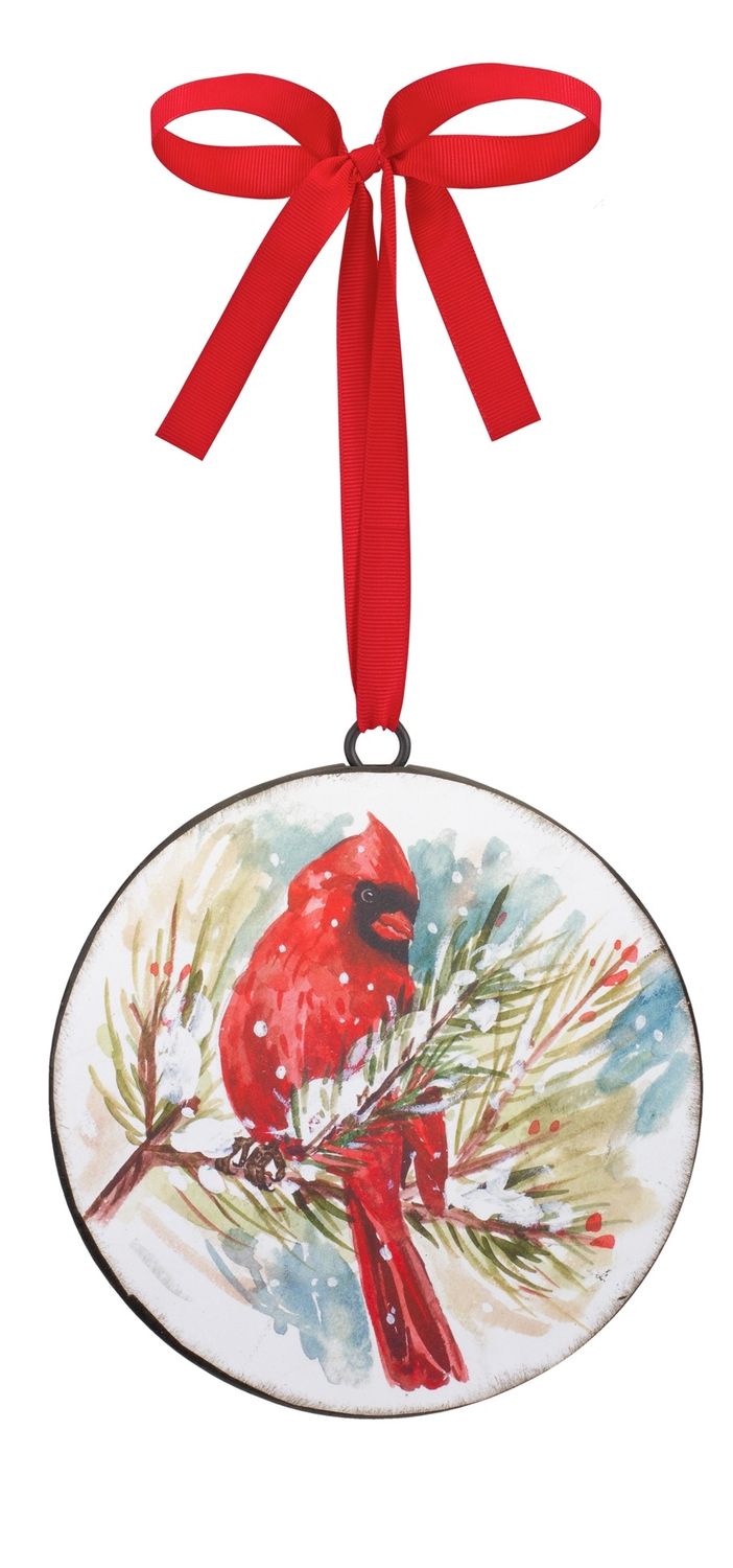 Cardinal and Pine Ornament Looking Right