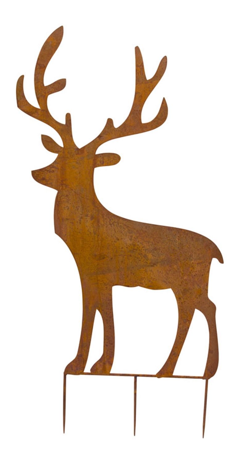 Deer Cut-Out Stake 49&quot;H Iron Looking Left