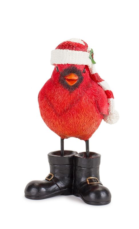 Cardinal with Boots White Long Hat Resin