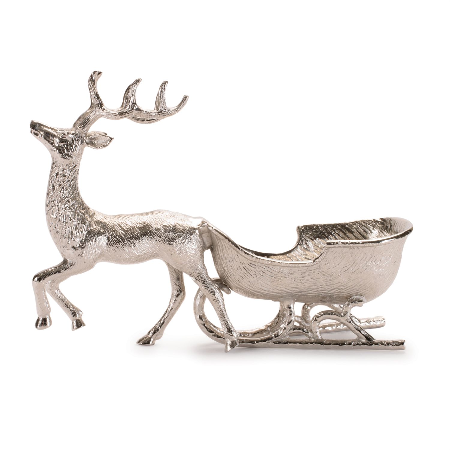 Deer w/Sleigh 14.5"L x 10.5"H Aluminum