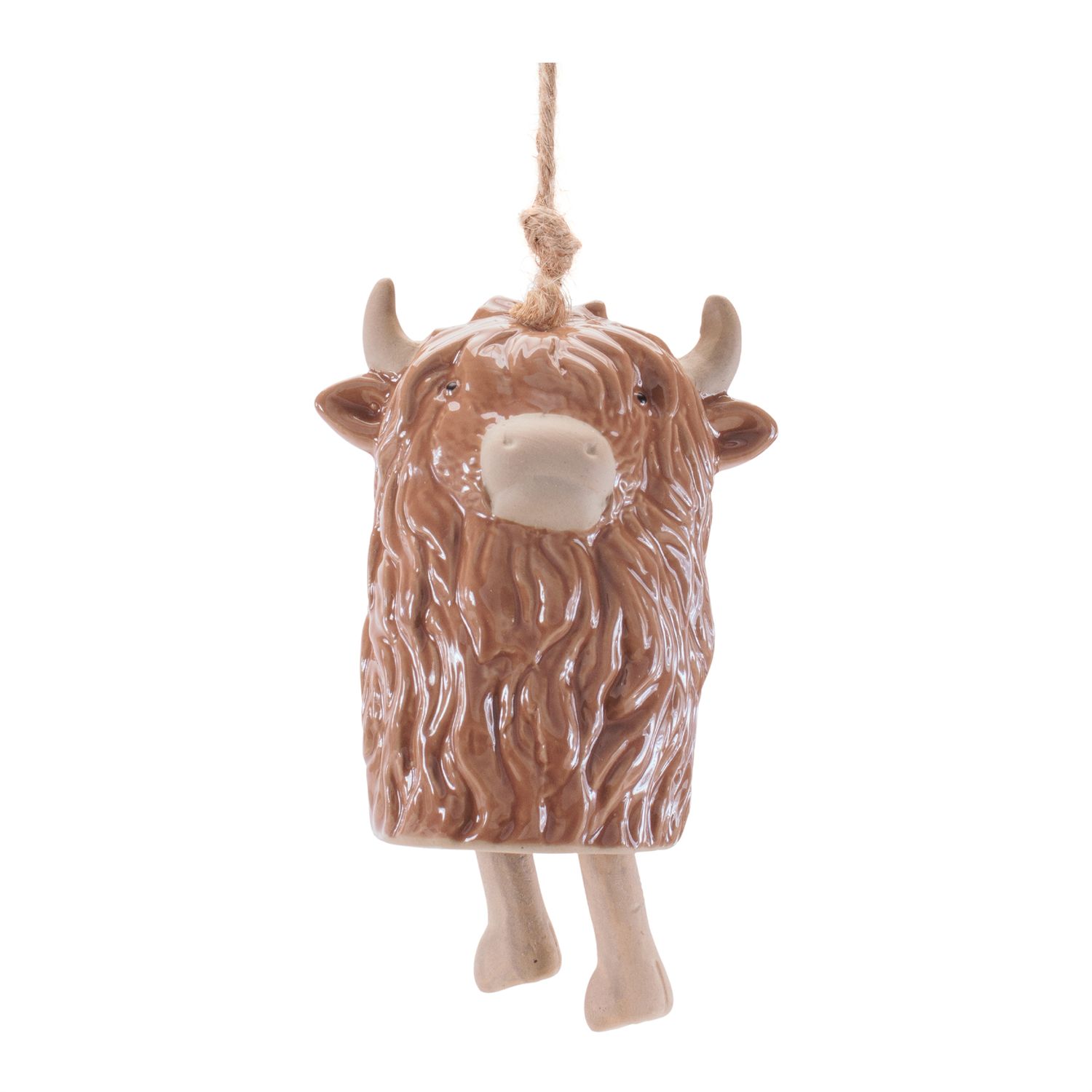 Highland Cow Ornament 4.5”H Stoneware/Jute Highland Cow Ornament 4.5”H Stoneware/Jute