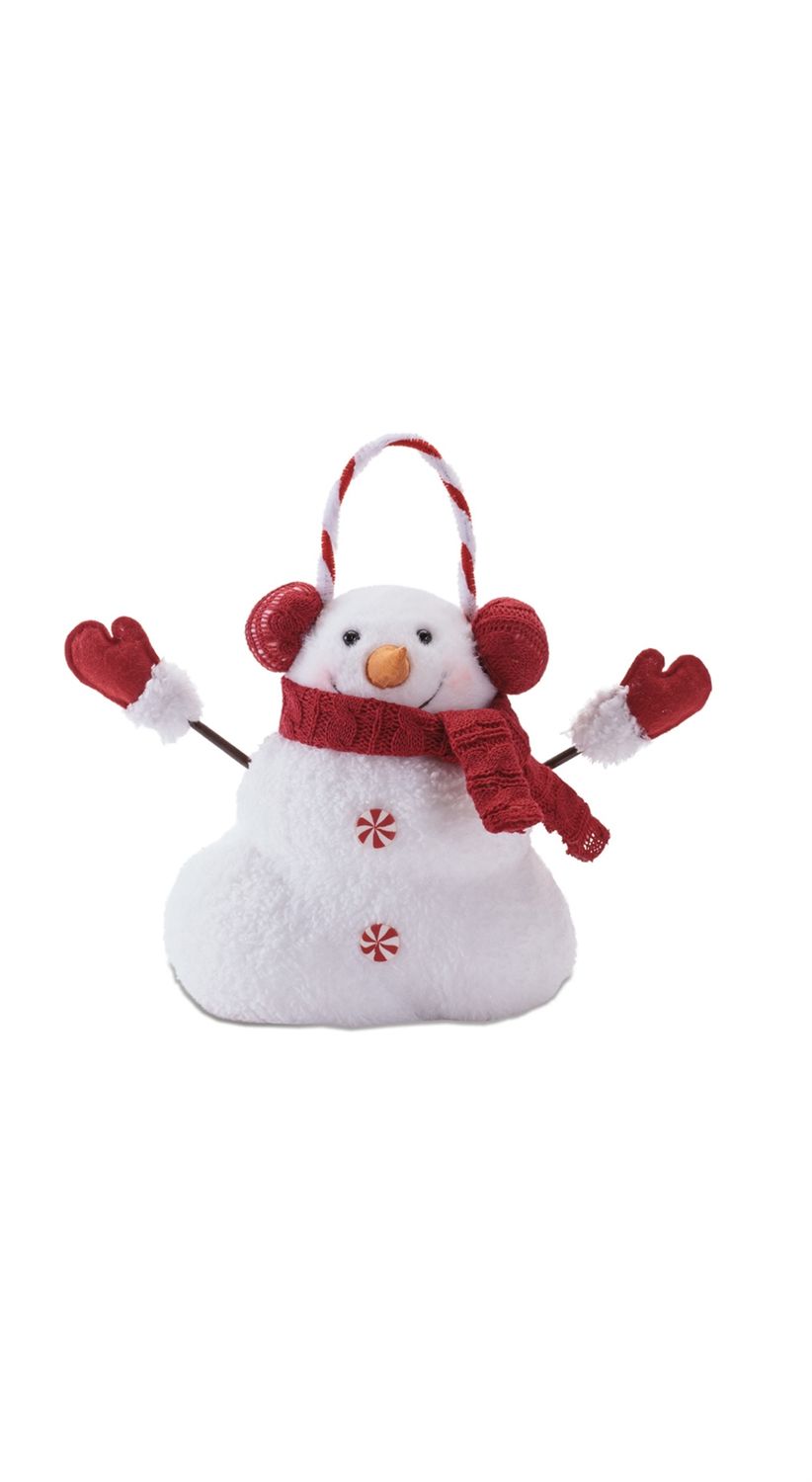 Plush Snowman Decor Figure Red Muffs &amp; Scarf