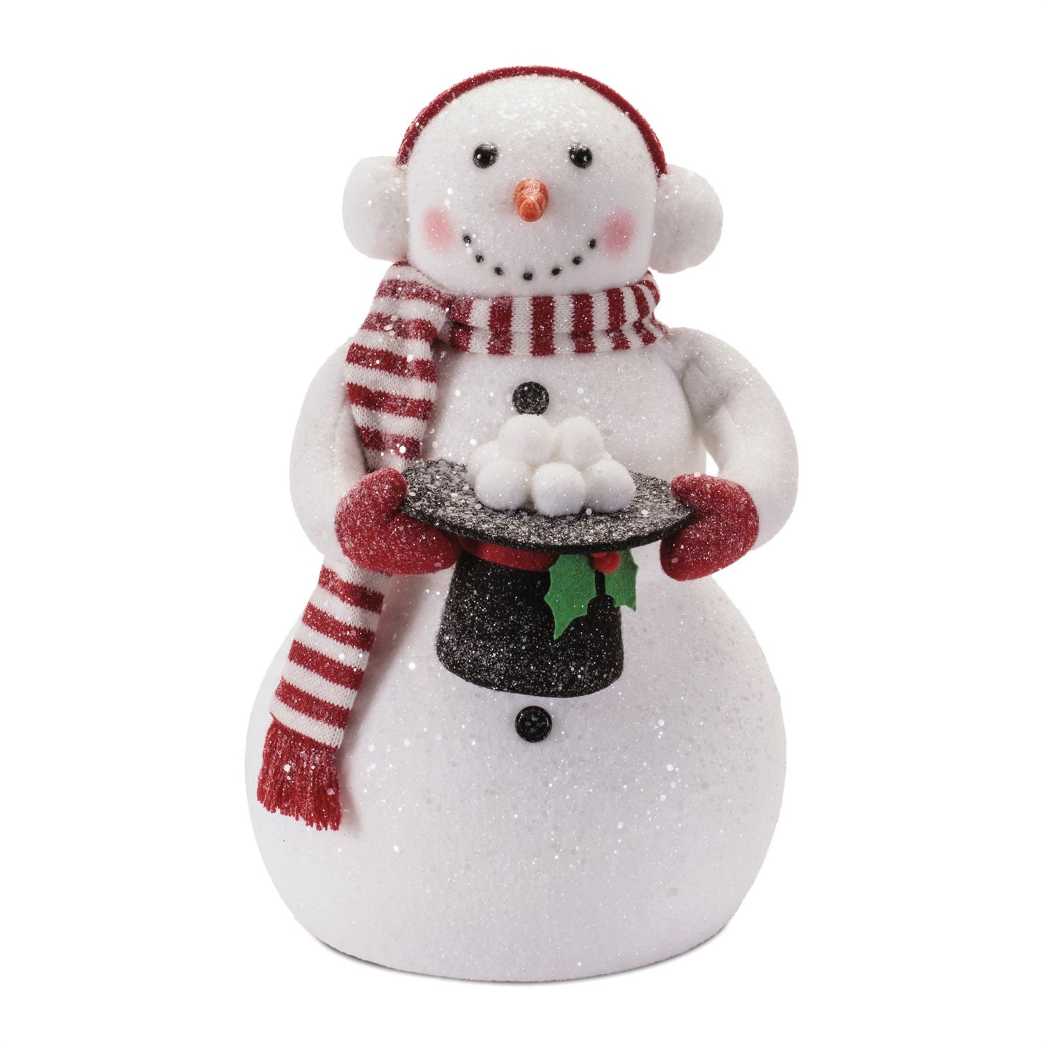 Snowman with Top Hat &amp; Snowballs Figurine