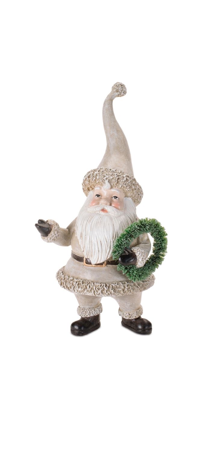 Santa with Wreath Figurine