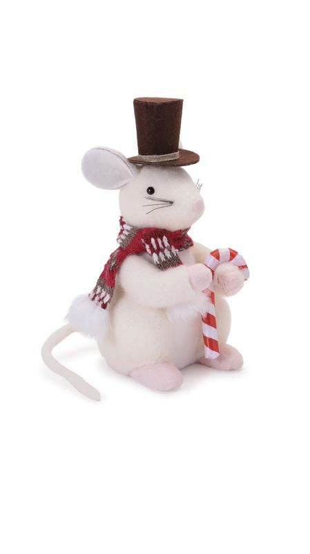 Christmas Mouse Figurine with Candy Cane