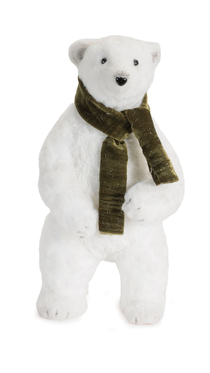 Polar Bear w/Bow Standing Foam/Faux Fur/Fabric