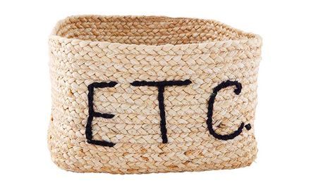 Embroidered Woven Basket - ETC Embroidered Woven Basket - ETC