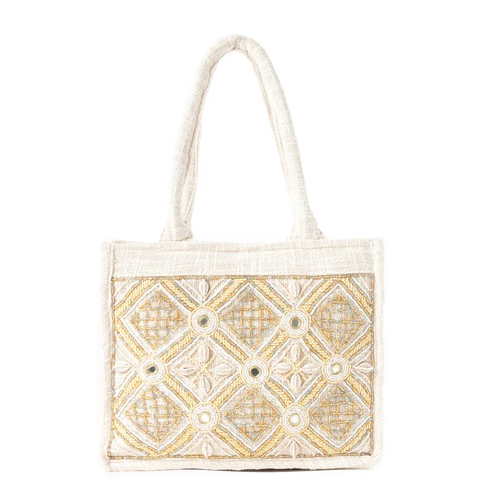 Gypsy Lace Canvas Bag in Boho White