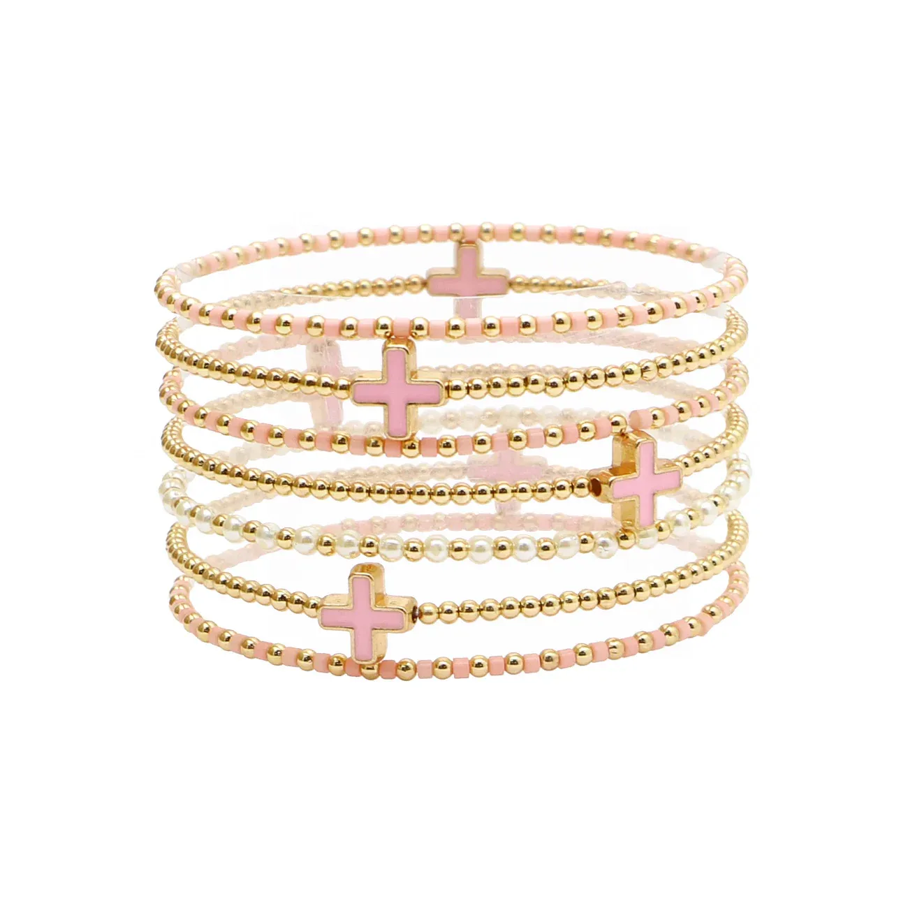 Meghan Browne Pink Cross Stretch Bracelet
