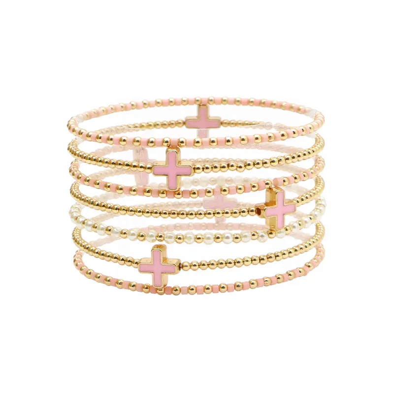 Meghan Browne Pink Cross Stretch Bracelet Meghan Browne Pink Cross Stretch Bracelet