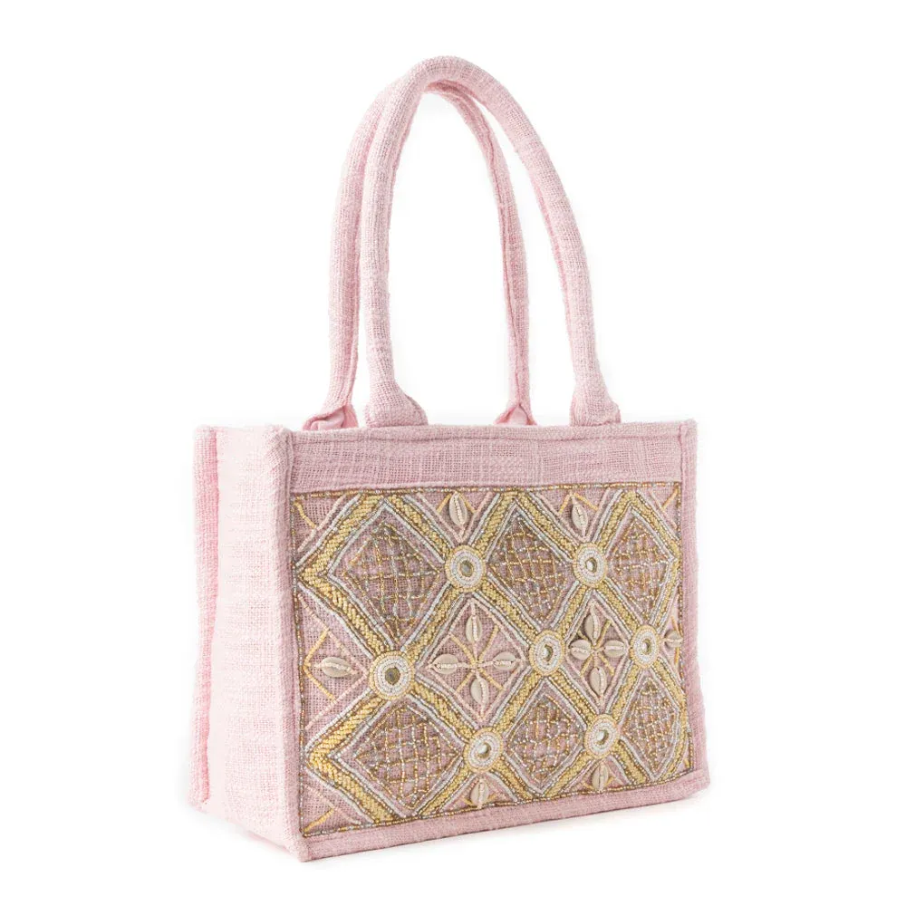Myra Gypsy Lace Canvas Bag in Light Pink
