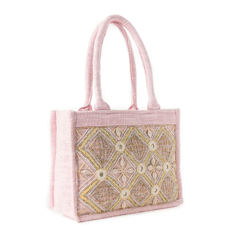 Myra Gypsy Lace Canvas Bag in Light Pink