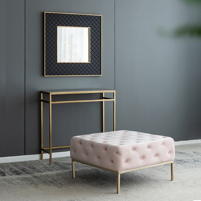 Three Piece Traditional Set, Wall Mirror, Ottoman and Console Table Three Piece Traditional Set, Wall Mirror, Ottoman and Console Table