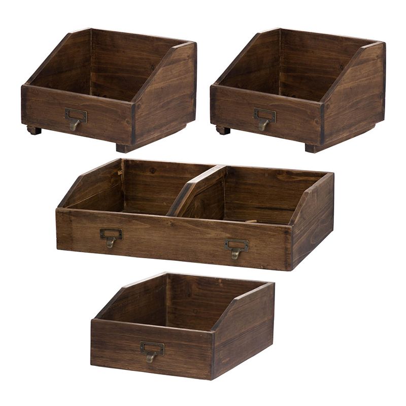 Rustic Fir Wood Storage Box Set