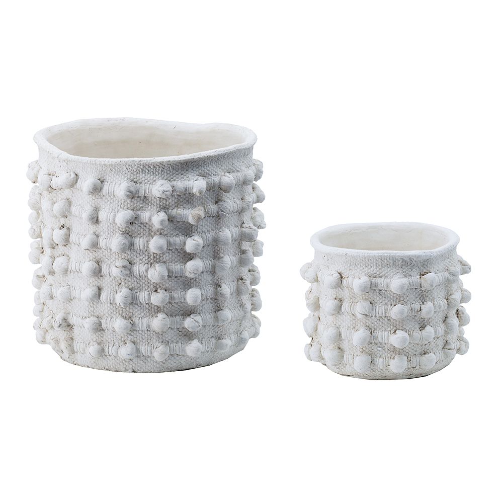 Cream Cement Pom-Pom Planters Set
