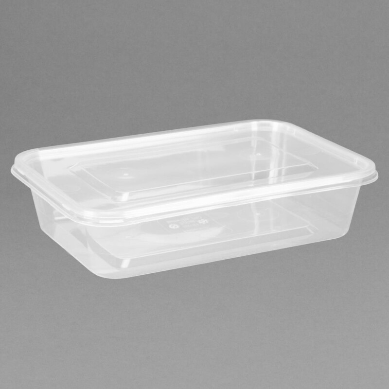 Fiesta Recyclable Plastic Microwavable Containers with Lid Small 500ml (Pack of 250)