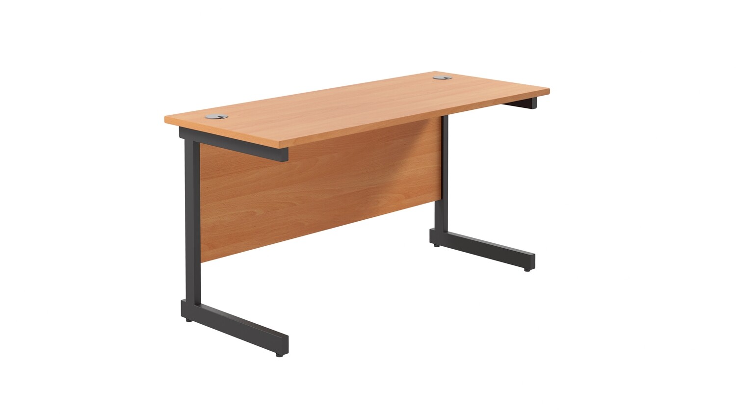 Single Upright Rectangular Desk 1200X600, Colour: Beech-Black