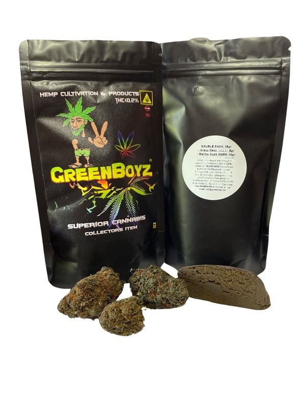 Double Pack HYBRID H 2025  : Crazy Hazy ανθοι 5gr+ Malibu Hash 10gr=15gr