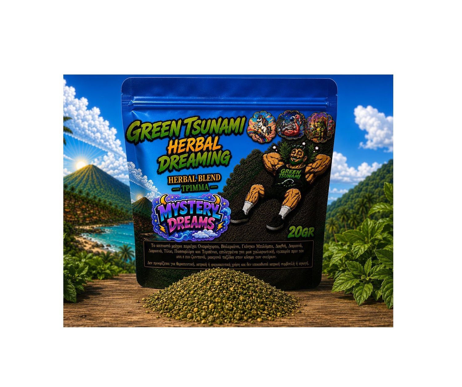 MYSTERY DREAMS ΚΑΠΝΙΣΤΑ Green Tsunami Herbal Dreaming Blend 20gr