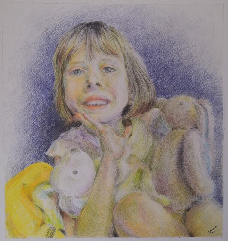 Portrait personnalisé en crayons de couleurs