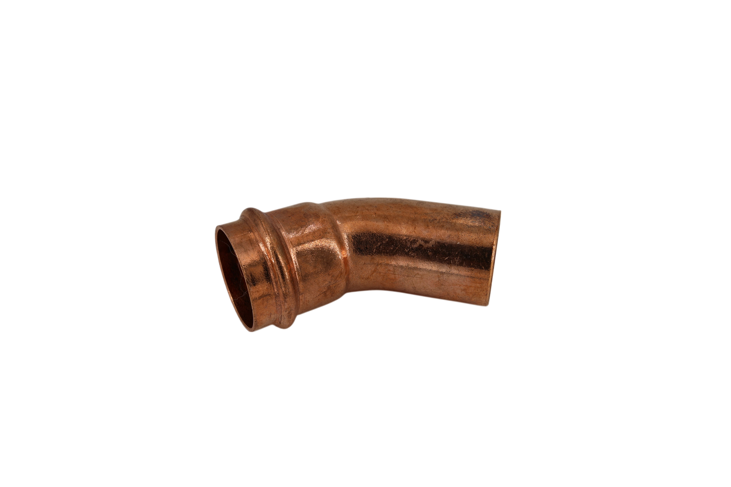 >B< Press Bogen 45 Grad aus Kupfer 42mm