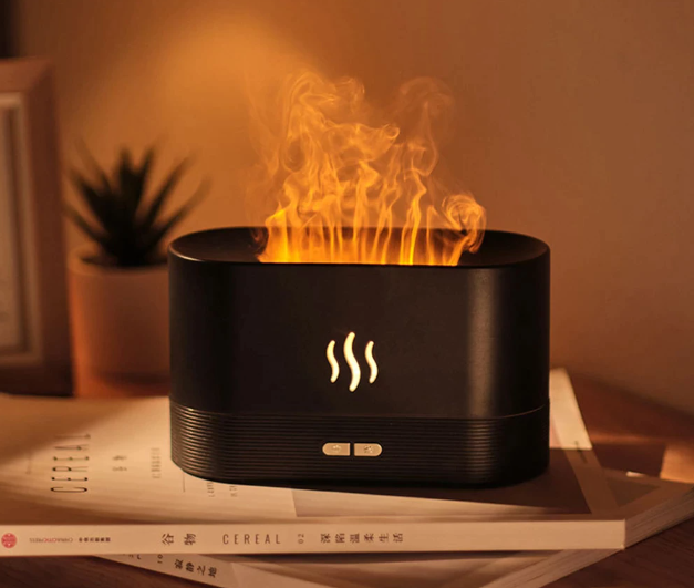 LED Flame Ultrasonic Air Humidifier Aromatherapy Essential Oil Diffuser Cool Mist Maker
