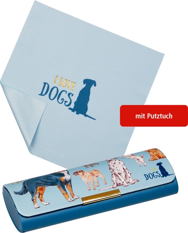 Brillenetui m.Putztuch Hunde - I love cats &amp; dogs