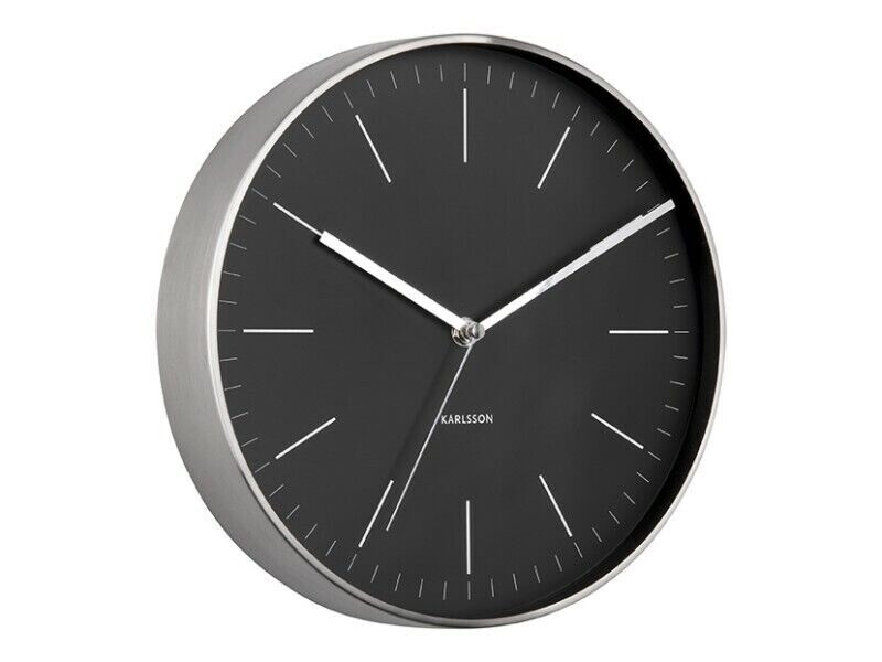 Wanduhr - Wall Clock Minimal steel Schwarz