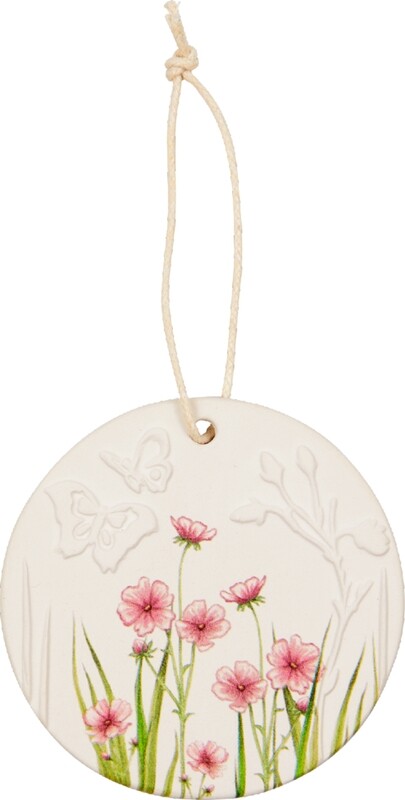 Porzellan-Anhänger mit Blumenmotiv - Ostergrüße