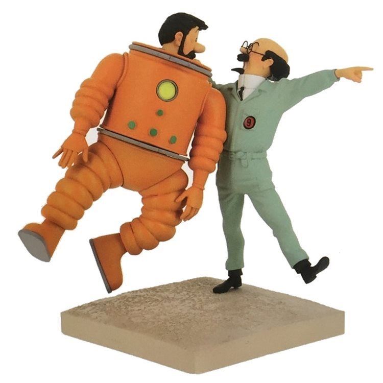 Tim und Struppi Figur - Haddock &amp; Bienlein als Astronauten, 22x21cm (Moulinsart 44024)