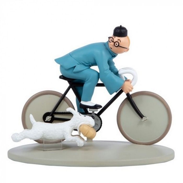 Tim und Struppi auf dem Fahrrad aus &quot;Der blaue Lotus&quot;