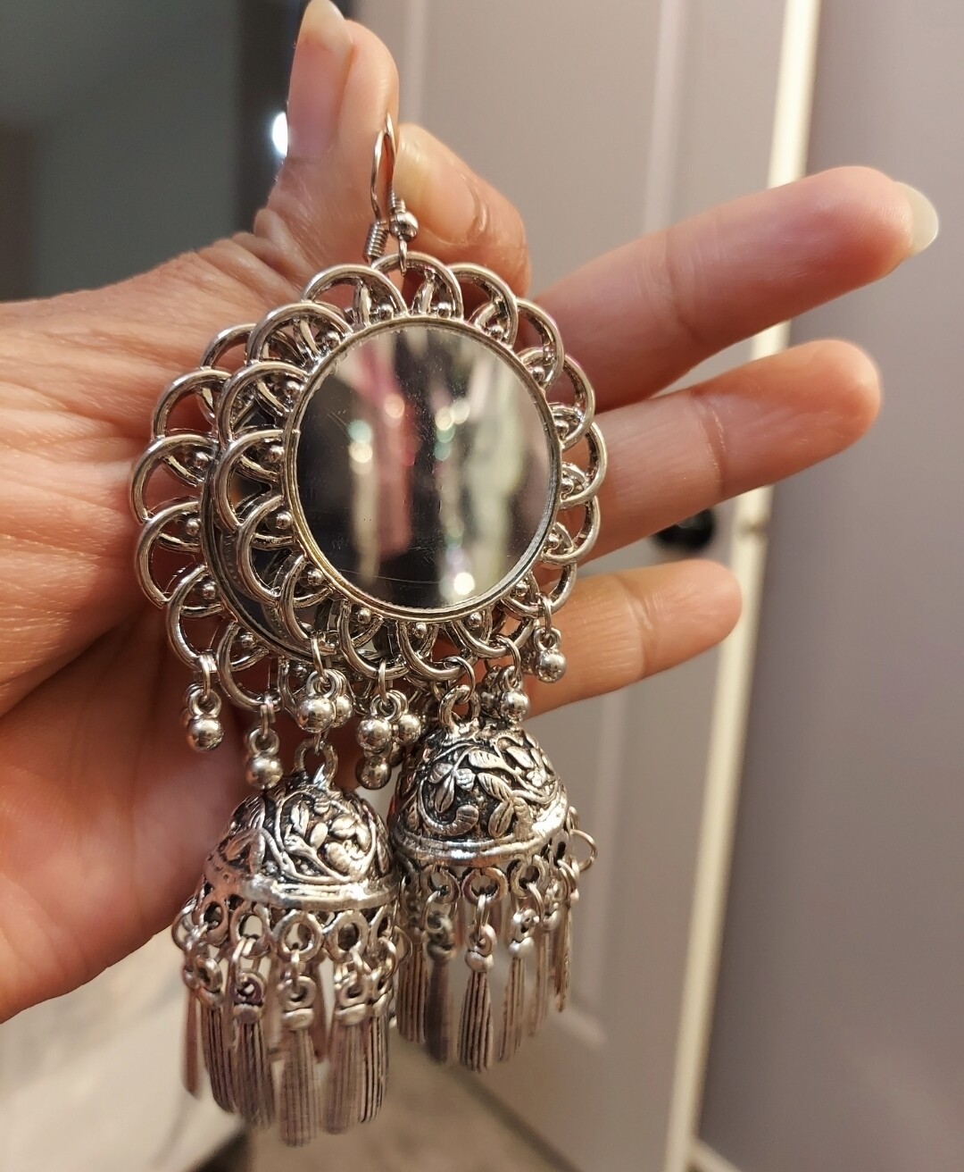 Oxidize mirror jhumki