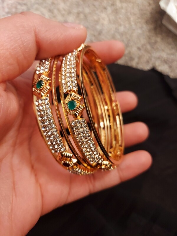 AD green stone bangles