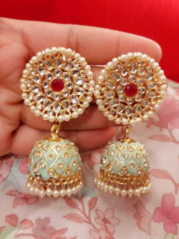 Deepali Traditional Jhumki, Color: Light Green