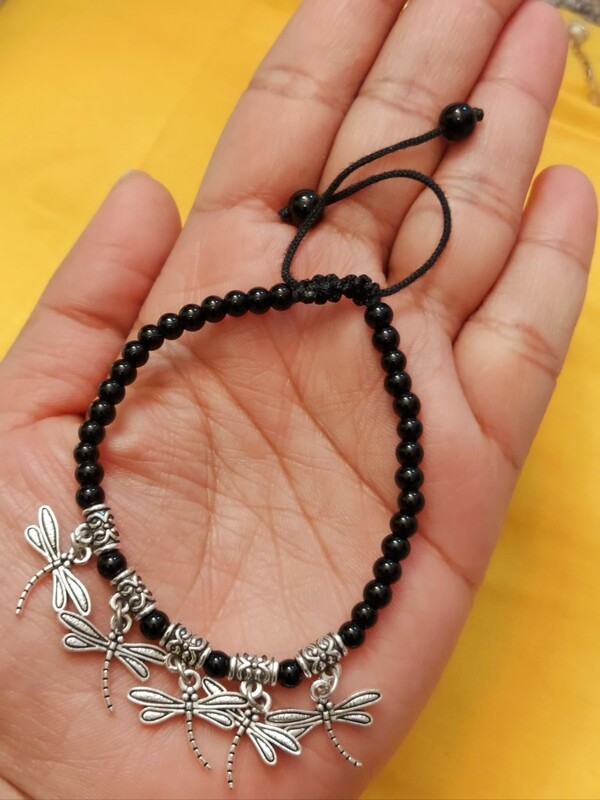 butterfly black beads oxidize bracelet