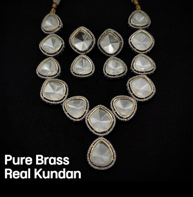 Anisha pure brass real kundan neckset