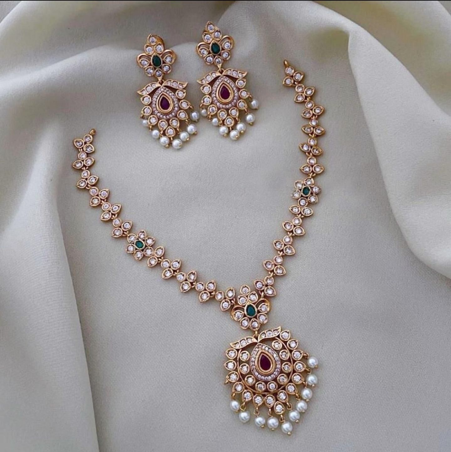Traditional design AD stone Necklace set