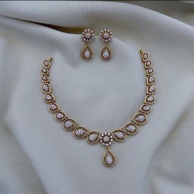 American diamond leaf design necklace set