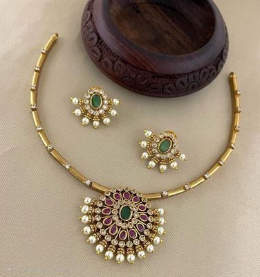 Hasli AD multi stone necklace set