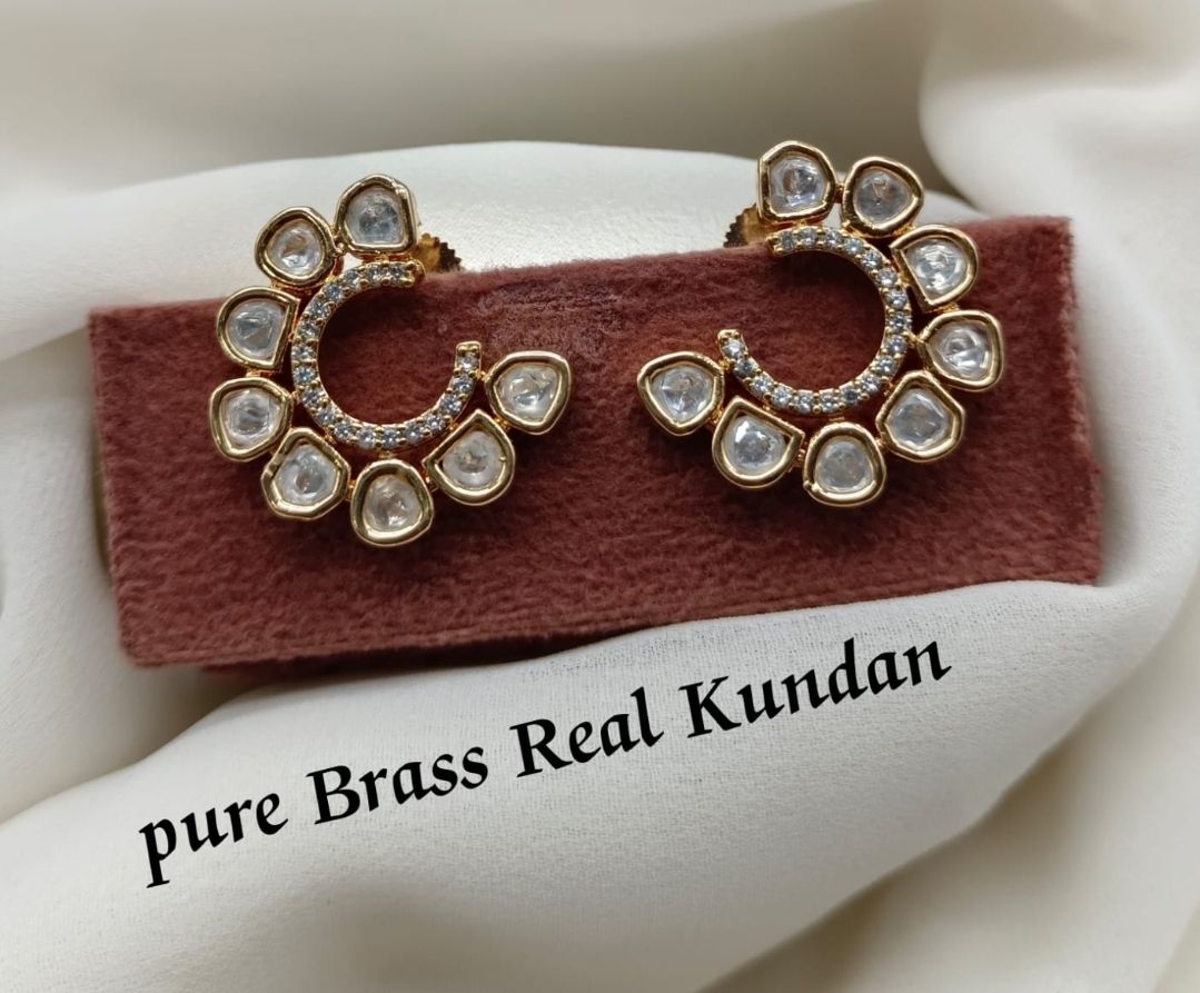Pure brass kundan stud