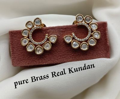 Pure brass kundan stud