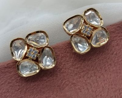 Real brass kundan Stud