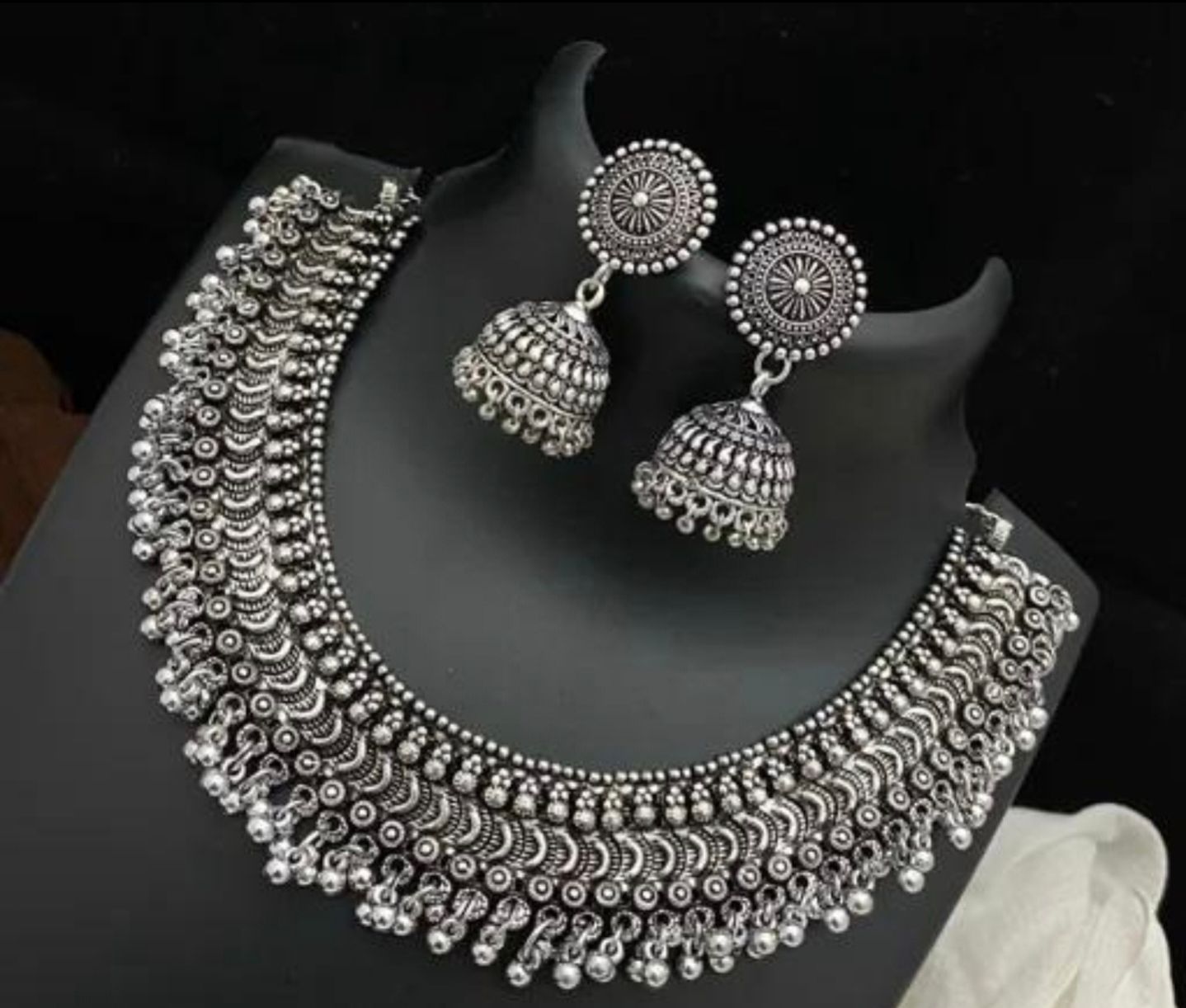 Silver Oxidise necklace set