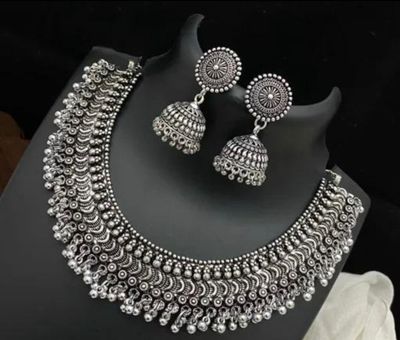 Silver Oxidise necklace set