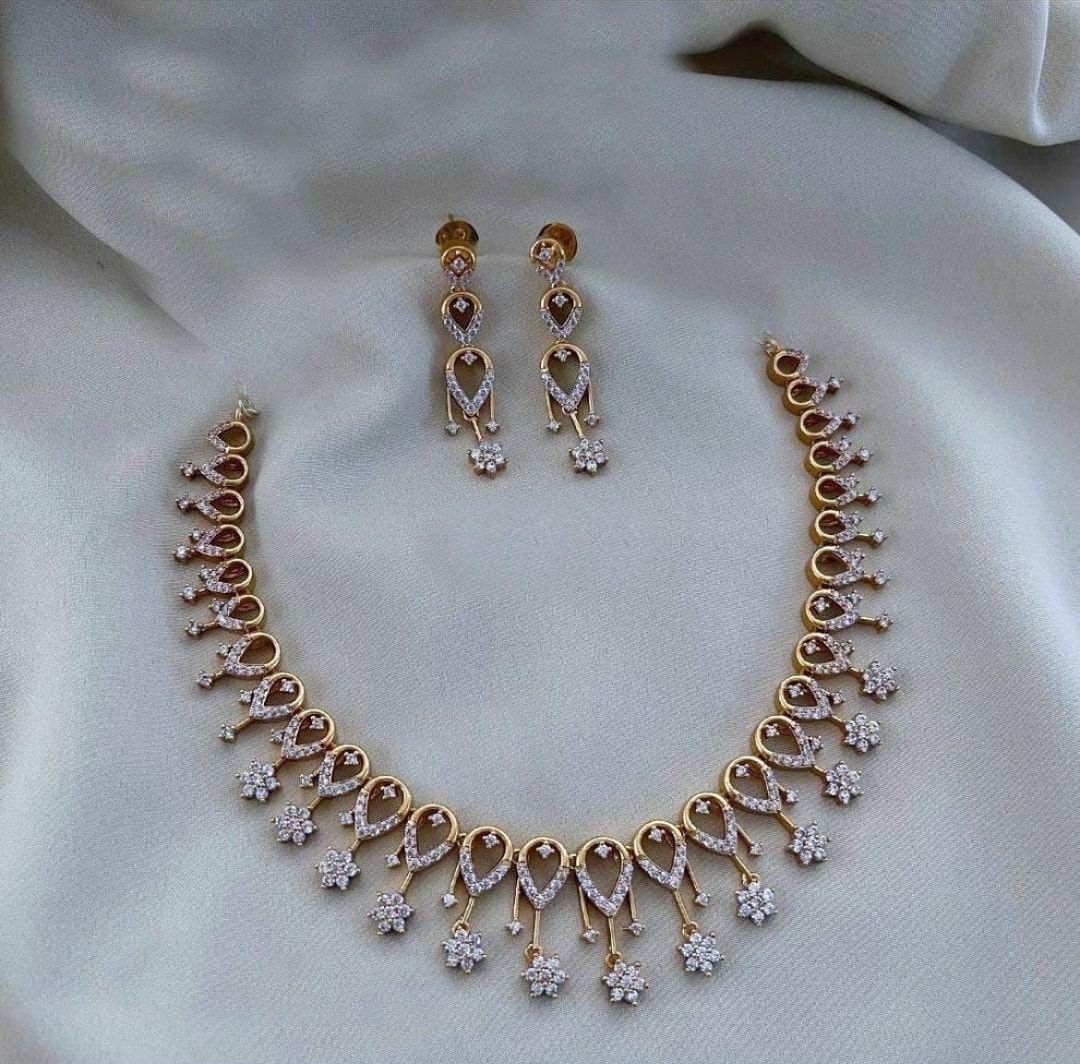 American diamond Necklace with earrings